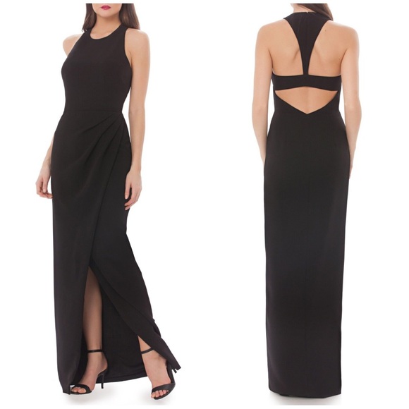 New JS Collections Black Faux Wrap Halter Maxi Dress - Picture 1 of 7